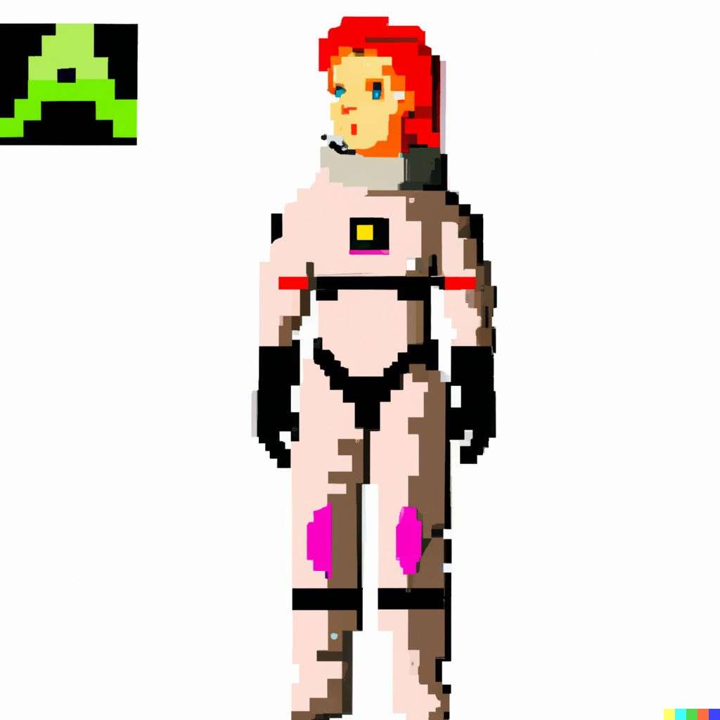 an astronaut, old computer game graphics